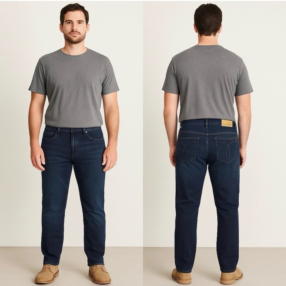 🔹 CALVIN KLEIN Men’s Slim Straight Jeans 38x32 Dark Wash 🔹 - Picture 9 of 10